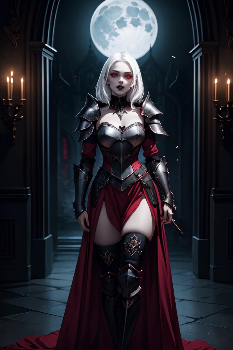 392441-2849967234-portrait of vampire queen standing in dark, red bat style plate armor with golden accents, chestplate, gothic armor, pelvic curt.png